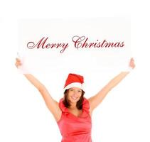 Woman with Santa hat for Christmas photo