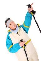 Woman with ski equipment photo