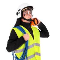 Man with firefighter gear photo