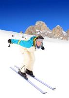 Woman with ski equipment photo