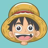 luffy kawai chibi lindo, anime de una pieza. diseño vectorial y arte de garabatos. para icono, logo, colección y otros. vector