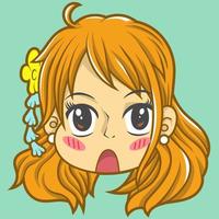 nami kawai chibi cute, onepiece anime. vector design and doodle art. for icon, logo, collection and others.