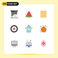 Pack of 9 creative Flat Colors of bottle user bakery interface meal Editable Vector Design Elements