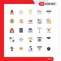 Pack of 25 Modern Flat Colors Signs and Symbols for Web Print Media such as house service workshop wifi interface Editable Vector Design Elements