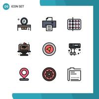 Set of 9 Modern UI Icons Symbols Signs for map cake biology birthday sample Editable Vector Design Elements