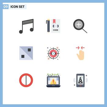 Pictogram Set of 9 Simple Flat Colors of target focus file eye design Editable Vector Design Elements