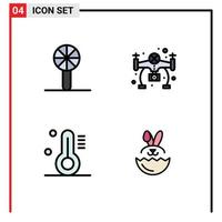 Set of 4 Modern UI Icons Symbols Signs for baby rattle thermometer rattle hobby egg Editable Vector Design Elements