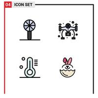 Set of 4 Modern UI Icons Symbols Signs for baby rattle thermometer rattle hobby egg Editable Vector Design Elements