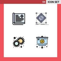 Pictogram Set of 4 Simple Filledline Flat Colors of healthcare preparation report cluster shine Editable Vector Design Elements