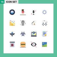 16 Creative Icons Modern Signs and Symbols of loss analytics microphone setting cogs Editable Pack of Creative Vector Design Elements