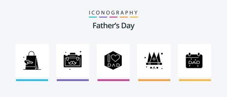 Fathers Day Glyph 5 Icon Pack Including father. calendar. dad. king. emperor. Creative Icons Design vector
