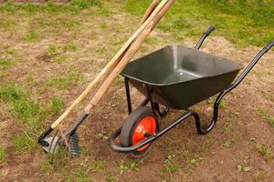 Wheelbarrow in a garden photo