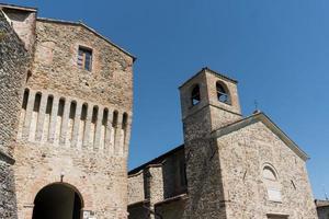 Torrechiara,Italy-July 31, 2022-View of Torrechiara castle in the province of Parma during a sunny day photo