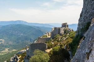 Duilhac-sous-Peyrepertuse,France-august 16,2016-view of the Cathar castle of Pyrepertuse during a sunny day photo