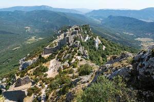 Duilhac-sous-Peyrepertuse,France-august 16,2016-view of the Cathar castle of Pyrepertuse during a sunny day photo