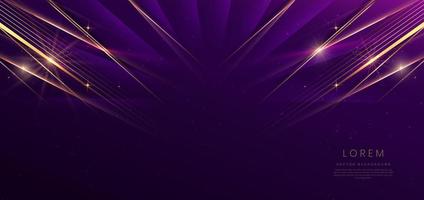 Abstract elegant dark purple background with golden  lighting effect sparkle. Luxury template design. vector