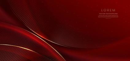 Abstract 3d curved red shape on red background with lighting effect and sparkle with copy space for text. Luxury design style. vector