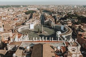 Italy, Rome, Vatican, St. Peter's Cathedral, top view of the square, main square, city panorama. photo
