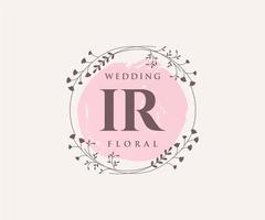 IR Initials letter Wedding monogram logos template, hand drawn modern minimalistic and floral templates for Invitation cards, Save the Date, elegant identity. vector