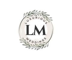 LM Initials letter Wedding monogram logos template, hand drawn modern minimalistic and floral templates for Invitation cards, Save the Date, elegant identity. vector