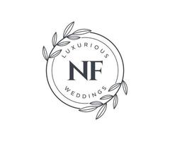 NF Initials letter Wedding monogram logos template, hand drawn modern minimalistic and floral templates for Invitation cards, Save the Date, elegant identity. vector