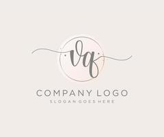 Initial VQ feminine logo. Usable for Nature, Salon, Spa, Cosmetic and Beauty Logos. Flat Vector Logo Design Template Element.