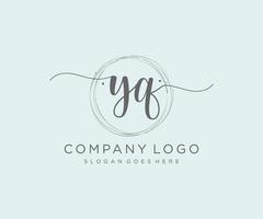 Initial YQ feminine logo. Usable for Nature, Salon, Spa, Cosmetic and Beauty Logos. Flat Vector Logo Design Template Element.