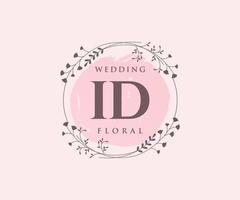 ID Initials letter Wedding monogram logos template, hand drawn modern minimalistic and floral templates for Invitation cards, Save the Date, elegant identity. vector