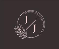 plantilla de logotipos de monograma de boda con letras iniciales jj, plantillas florales y minimalistas modernas dibujadas a mano para tarjetas de invitación, guardar la fecha, identidad elegante. vector