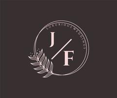 plantilla de logotipos de monograma de boda con letras iniciales jf, plantillas florales y minimalistas modernas dibujadas a mano para tarjetas de invitación, guardar la fecha, identidad elegante. vector