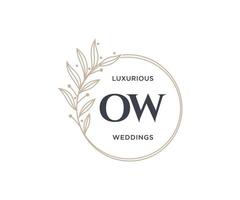 OW Initials letter Wedding monogram logos template, hand drawn modern minimalistic and floral templates for Invitation cards, Save the Date, elegant identity. vector