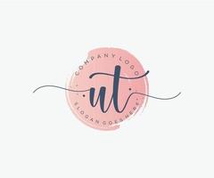 Initial UT feminine logo. Usable for Nature, Salon, Spa, Cosmetic and Beauty Logos. Flat Vector Logo Design Template Element.