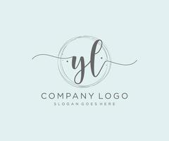 Initial YL feminine logo. Usable for Nature, Salon, Spa, Cosmetic and Beauty Logos. Flat Vector Logo Design Template Element.