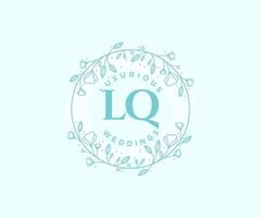 LQ Initials letter Wedding monogram logos template, hand drawn modern minimalistic and floral templates for Invitation cards, Save the Date, elegant identity. vector