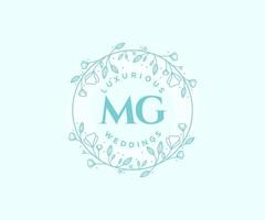 MG Initials letter Wedding monogram logos template, hand drawn modern minimalistic and floral templates for Invitation cards, Save the Date, elegant identity. vector