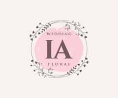 IA Initials letter Wedding monogram logos template, hand drawn modern minimalistic and floral templates for Invitation cards, Save the Date, elegant identity. vector