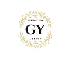 colección de logotipos de monograma de boda con letras iniciales de gy, plantillas florales y minimalistas modernas dibujadas a mano para tarjetas de invitación, guardar la fecha, identidad elegante para restaurante, boutique, café en vector