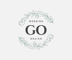 GO Initials letter Wedding monogram logos collection, hand drawn modern minimalistic and floral templates for Invitation cards, Save the Date, elegant identity for restaurant, boutique, cafe in vector