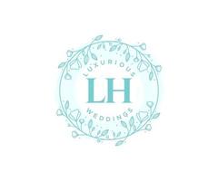 LH Initials letter Wedding monogram logos template, hand drawn modern minimalistic and floral templates for Invitation cards, Save the Date, elegant identity. vector
