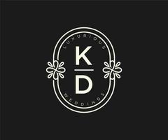 KD Initials letter Wedding monogram logos template, hand drawn modern minimalistic and floral templates for Invitation cards, Save the Date, elegant identity. vector