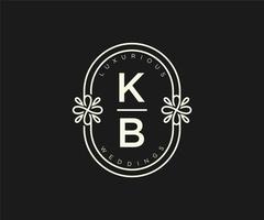 KB Initials letter Wedding monogram logos template, hand drawn modern minimalistic and floral templates for Invitation cards, Save the Date, elegant identity. vector