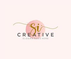 initial SI Feminine logo beauty monogram and elegant logo design, handwriting logo of initial signature, wedding, fashion, floral and botanical with creative template. vector