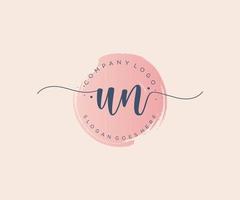 Initial UN feminine logo. Usable for Nature, Salon, Spa, Cosmetic and Beauty Logos. Flat Vector Logo Design Template Element.