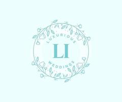 LI Initials letter Wedding monogram logos template, hand drawn modern minimalistic and floral templates for Invitation cards, Save the Date, elegant identity. vector