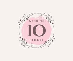 IO Initials letter Wedding monogram logos template, hand drawn modern minimalistic and floral templates for Invitation cards, Save the Date, elegant identity. vector