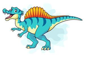spinosaurus divertido de dibujos animados aislado sobre fondo blanco vector