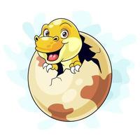 Cartoon Dinosaur has hatched inside an egg on a white background vector