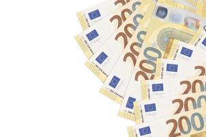 200 euro bills lies isolated on white background with copy space. Rich life conceptual background photo