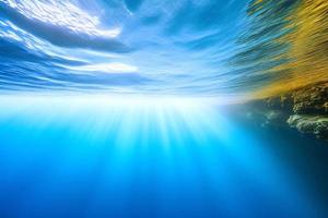 Underwater scene. Ocean coral reef underwater. Sea world under water background. photo
