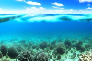 Underwater scene. Ocean coral reef underwater. Sea world under water background.